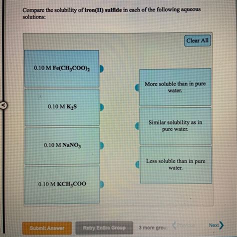 Solved Compare the solubility of iron(II) sulfide and | Chegg.com