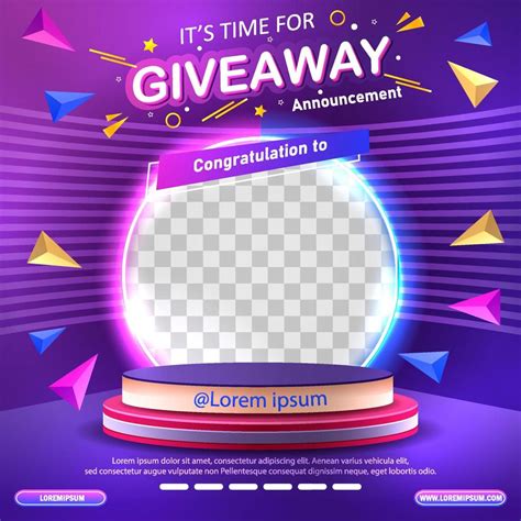 Giveaway winner announcement social media post template. Vector ...