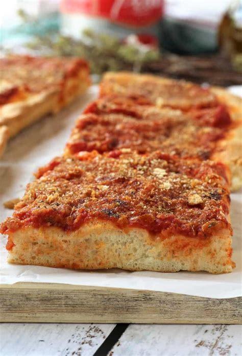 Sfincione Siciliano (Sicilian Style Pizza) - Mangia Bedda