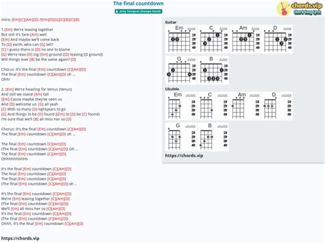 Chord: The final countdown - tab, song lyric, sheet, guitar, ukulele ...