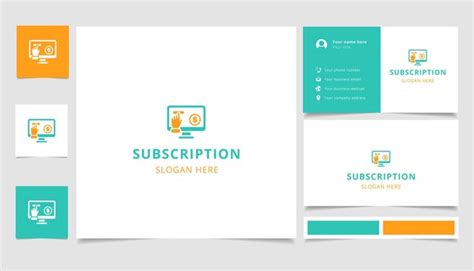 Premium Vector | Subscription logo design with editable slogan branding ...