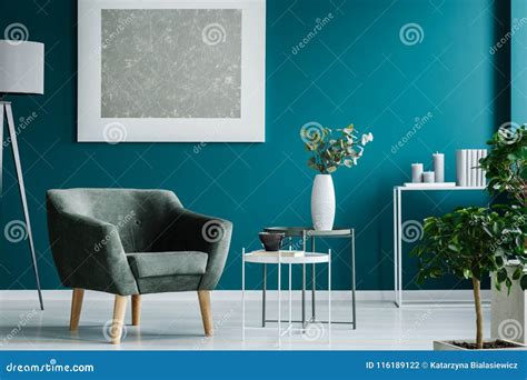 Silver Painting in Blue Room Stock Photo - Image of twigs, home: 116189122