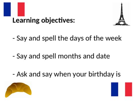 French days, months, dates and birthdays | Teaching Resources