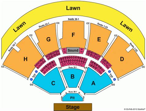 Klipsch Music Center Interactive Seating Chart - Center Seating Chart