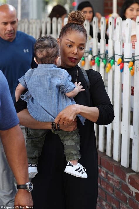 Janet Jackson gently cradles baby son Eissa in Hollywood | Daily Mail ...