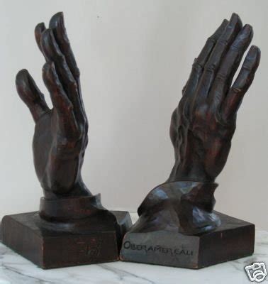 Oberammergau Wood Carving of Praying Hands Bookends | #73733009