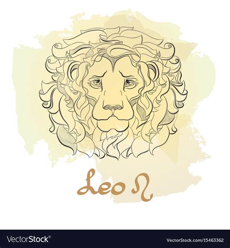 Hand drawn line art of decorative zodiac sign leo Vector Image