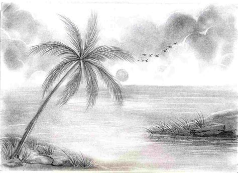 Sunrise Pencil Drawing at PaintingValley.com | Explore collection of ...