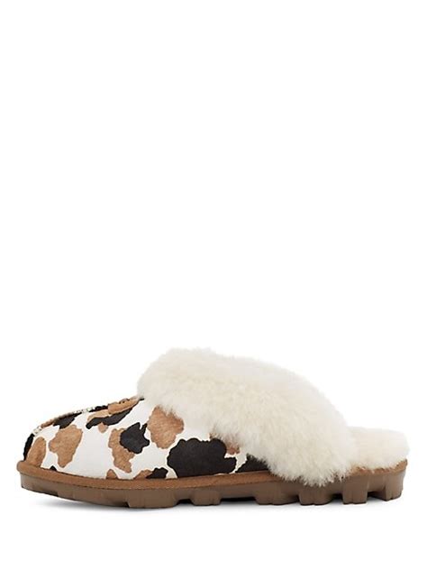 Coquette Cow-Print Sheepskin Slippers