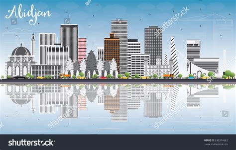 Abidjan Skyline Gray Buildings Blue Sky Stock Illustration 639374662 ...