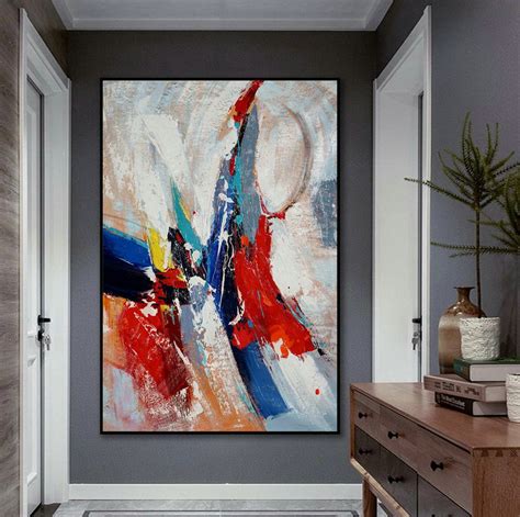 Extra Large Vertical Modern Art Work Contemporary Abstract Wall Art ...