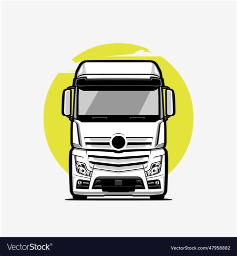 Truck front view art isolated european semi Vector Image