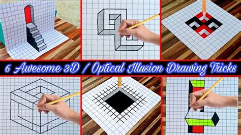 6 Awesome 3D/Optical Illusion Drawing Tricks on Graph