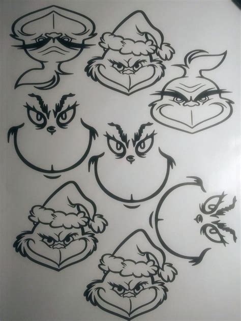 Super cute grinch 8 pack vinyl stickers to put on ornaments have many ...