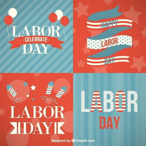 Free Vector | Variety of labor day cards