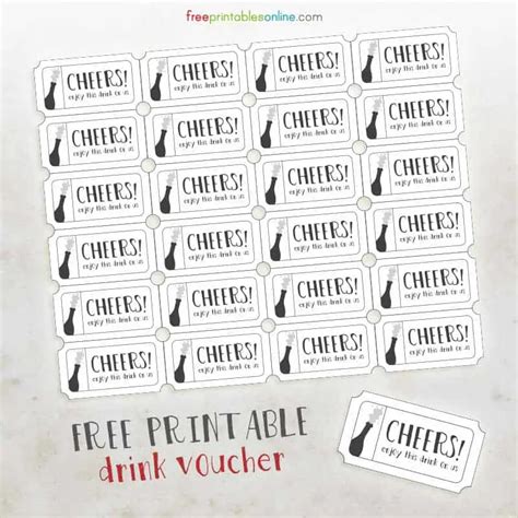 Cheers Free Printable Drink Vouchers - Free Printables Online