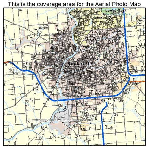 Aerial Photography Map of Rockford, IL Illinois