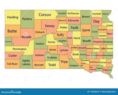 South Dakota County Map stock vector. Illustration of maryland - 173364615