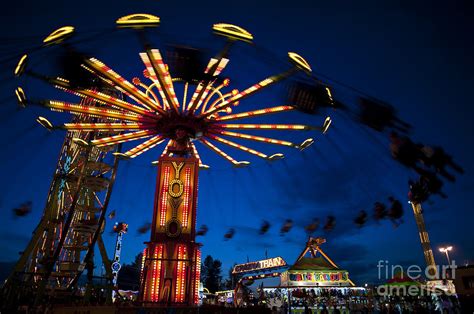 Evergreen State Fair Rides At Night Photograph by Jim Corwin - Fine Art ...