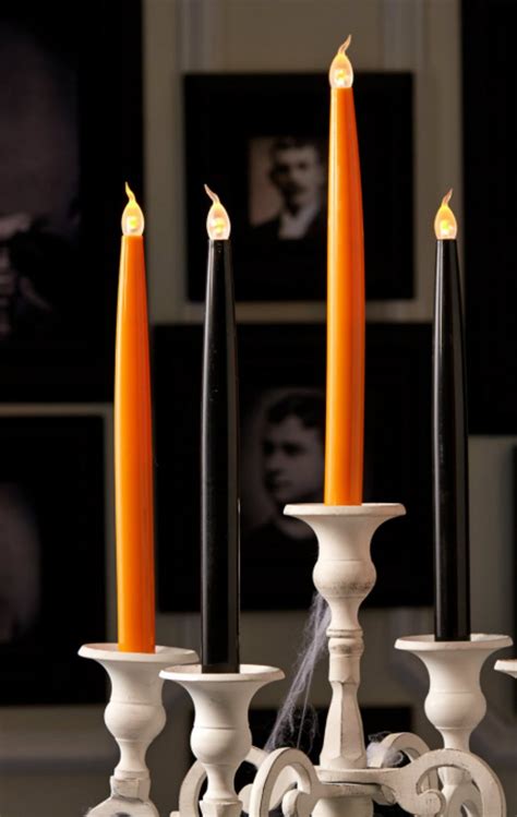 Halloween Flickering Cryptic Candles LED 10″ Taper 4 Pc Set Orange ...