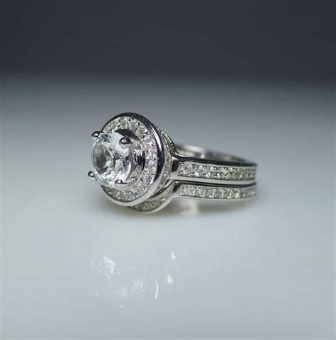 White Sapphire Wedding Set Sterling Silver Design