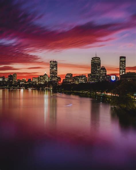 Sunrise waves over the Boston skyline. A good way to start the day is ...