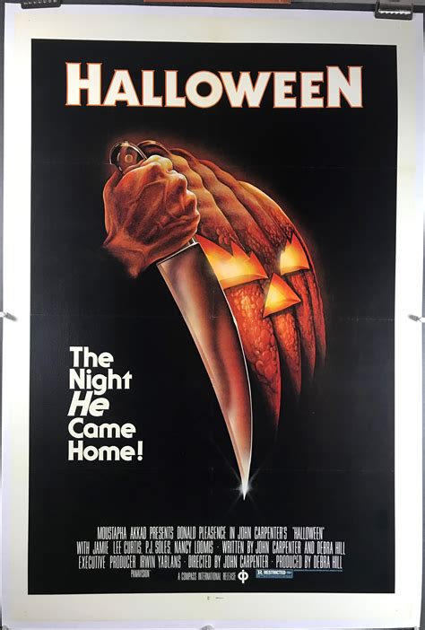 HALLOWEEN, Original Blue Ratings Box Horror Movie Poster starring Jamie ...