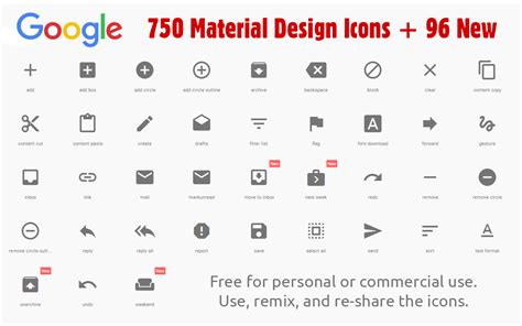 750 FREE + 96 NEW Material Design Icons to Use, Remix or Share ...