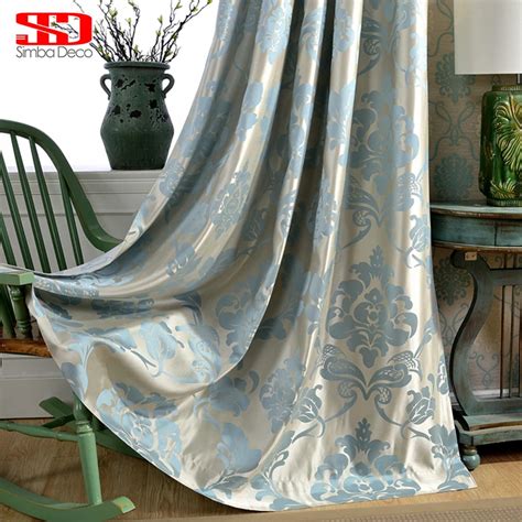 Aliexpress.com : Buy Damask Blue Fabric Curtains For Living Room ...