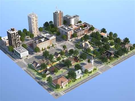 Town Suburb 3D Max - 3D Model 마인크래프트 도시 건물, 마인크래프트 집 디자인, 마인크래프트 집, 저택 ...