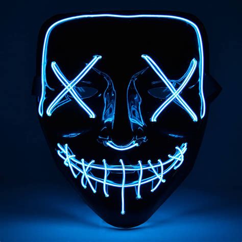 Blue Halloween Light Up Neon Purge Mask | eBay