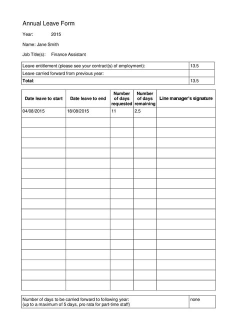 Annual Leave Form Printable microsoft Word A4 | Etsy