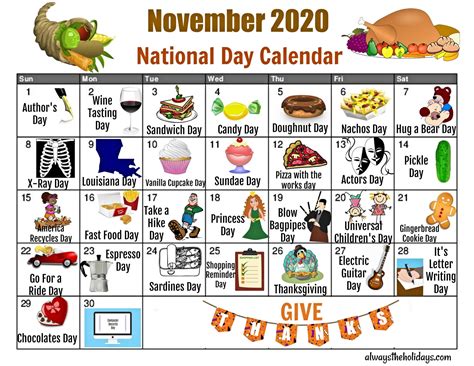 Printable Calendar 2021 National Days