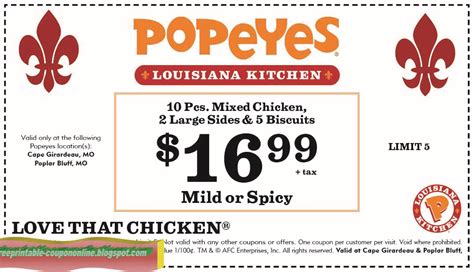 Printable Coupons 2019: Popeyes Chicken Coupons