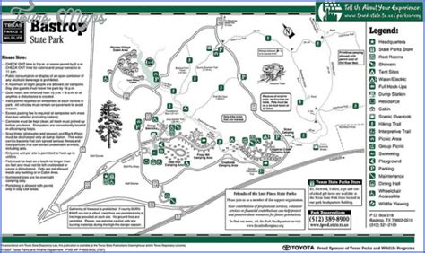 BASTROP STATE PARK MAP TEXAS - ToursMaps.com