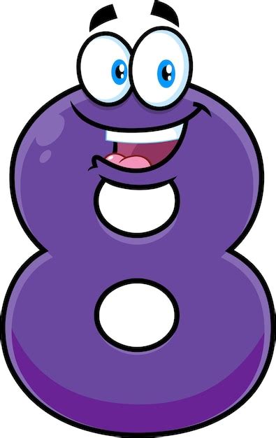 Premium Vector | Funny Purple Number Eight 8 Cartoon Character. Vector ...