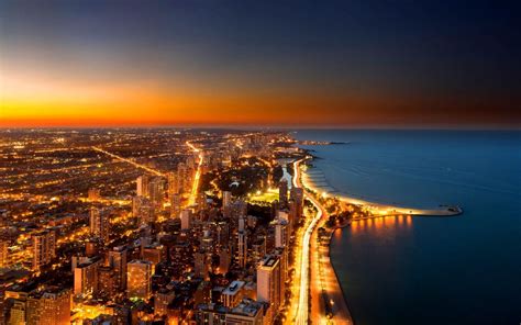 Chicago Skyline At Night HD desktop wallpaper : Widescreen : High ...