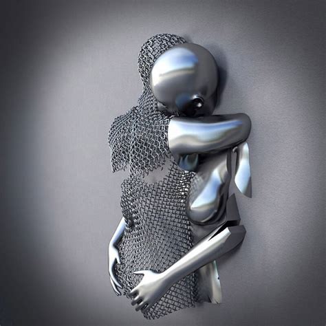 Stainless Steel Wall Art Sculpture Couple Hugging Together For Sale ...