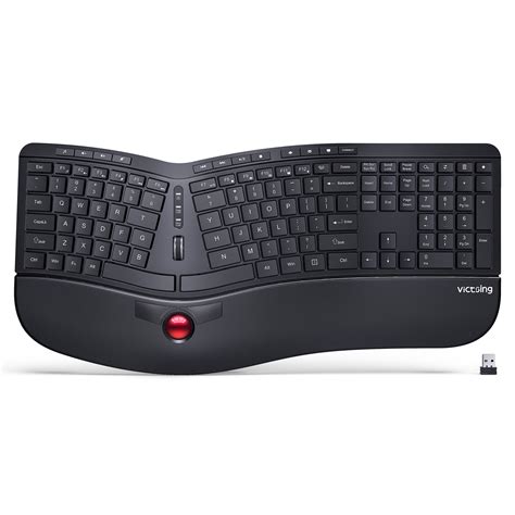 VictSing PC325 Wireless Ergonomic Keyboard with Trackball & Scroll ...