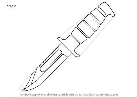 Learn How to Draw a Hunting Knife (Knives) Step by Step : Drawing Tutorials