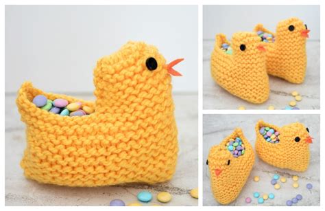 Easter Chick Basket Free Knitting Pattern - Knitting Pattern