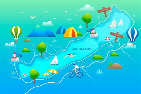 Free Vector | Gradient lake balaton map