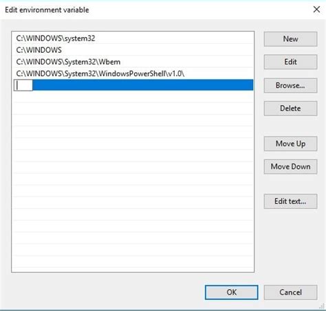 How to edit system environment path variables on Windows 10