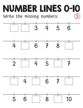 Printable Number Lines 0 to 10 worksheets : Find Missing Numbers {0-10 ...