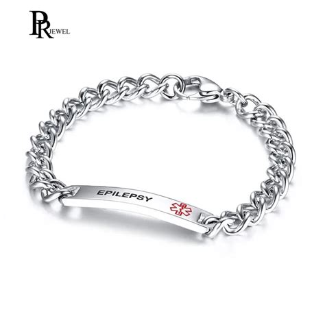 EPILEPSY Stainless Steel Medical Alert Bracelet for Women / Men ID ...