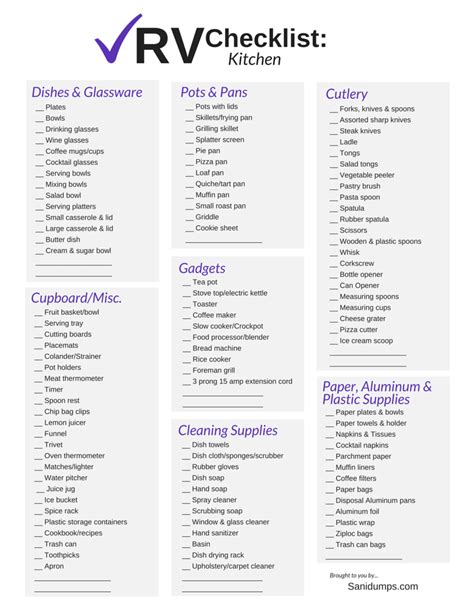 Printable Rv Checklist