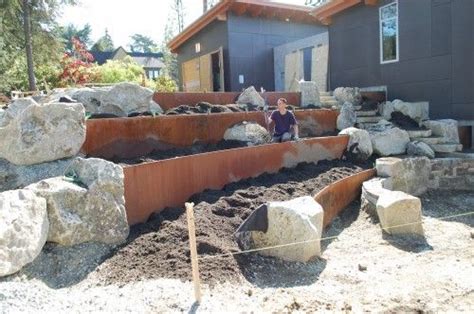 corten steel retaining wall | Seattle Residence 1 | Pinterest