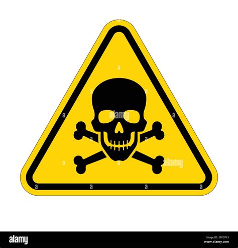 classic poison skull and crossbones in yellow warning danger triangle ...