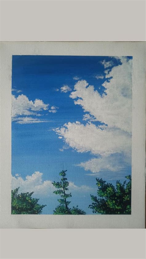 Blue Sky White Clouds Painting