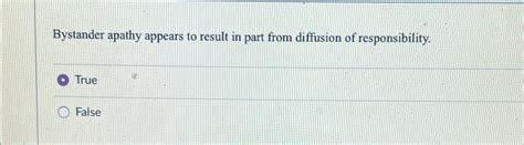 Solved Bystander apathy appears to result in part from | Chegg.com